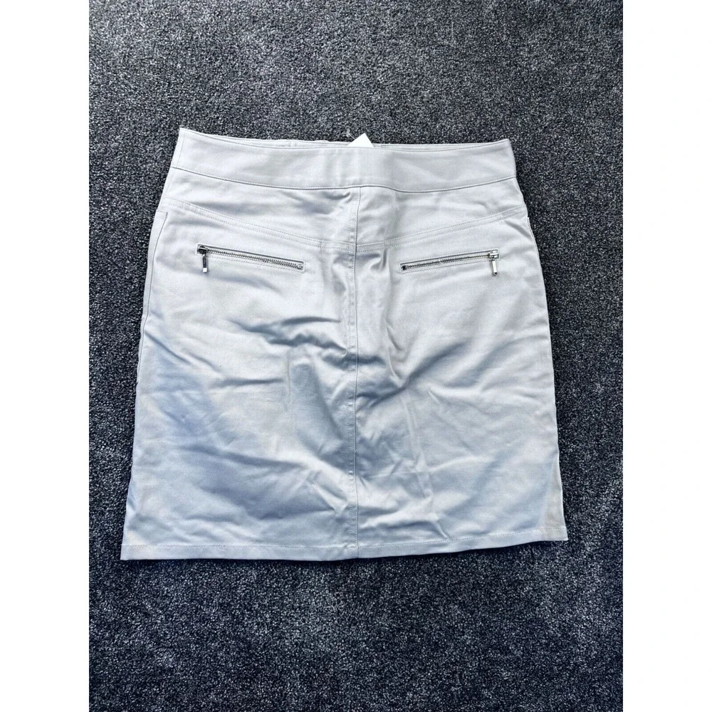 Ann Taylor Loft Womens Stretch Skirt Size 2 Light Gray With Pockets & Belt‎